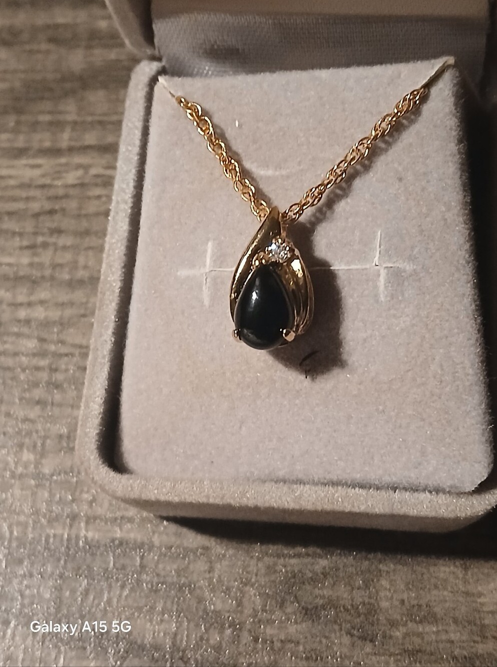 & Other Stories Gold Teardrop Necklace with Black Stone